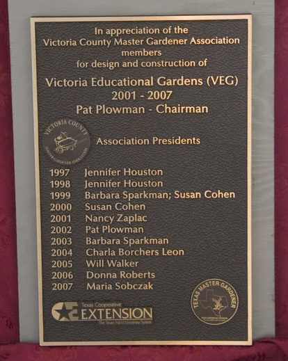 VEG Appreciation Pat Plowman Chair and Past Presidents